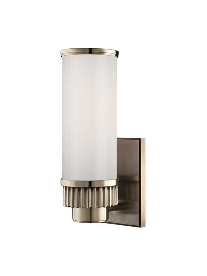 Harper 1-Light Bath Sconce in Aged Brass.